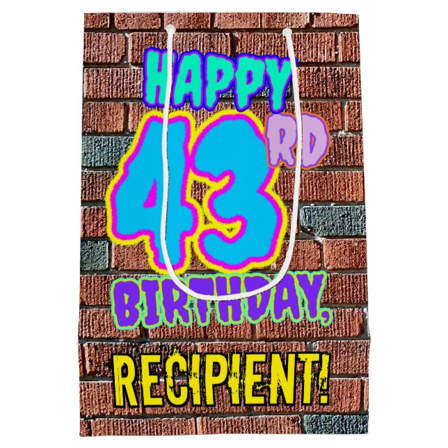 Sac Cadeau Moyen 43e anniversaire : Amusant, Graffiti urbain inspir (Dos)