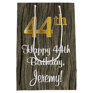 Sac Cadeau Moyen 44e anniversaire : Elégant Faux Gold Look #, Faux
