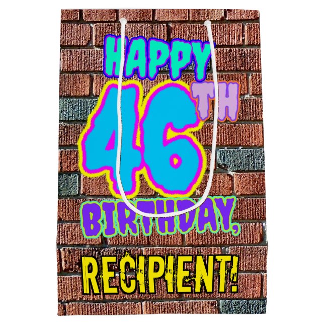 Sac Cadeau Moyen 46e anniversaire : Amusant, Graffiti urbain inspir (Dos)
