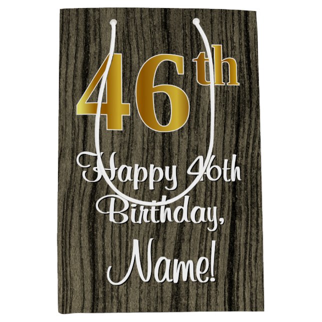 Sac Cadeau Moyen 46e anniversaire : Elégant Faux Gold Look #, Faux  (Devant)