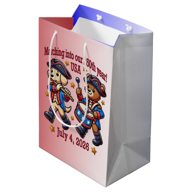 Sac Cadeau Moyen 4 juillet USA 250e anniversaire Semiquincentenaire (Dos Angle)