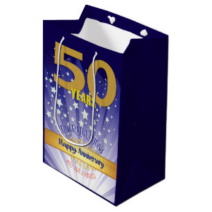 Sac Cadeau Moyen 50 Anniversaire de la reprise Numéros gras