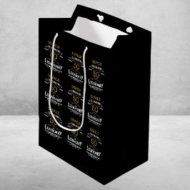 Sac Cadeau Moyen 50e anniversaire Black Gold Legendary Retro