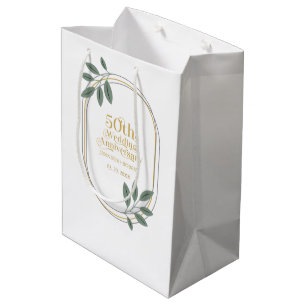 Sac Cadeau Moyen 50e anniversaire de mariage avec cadre verdoyant
