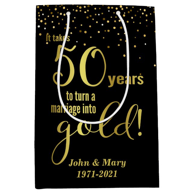 Sac Cadeau Moyen 50e anniversaire du Mariage (Devant)