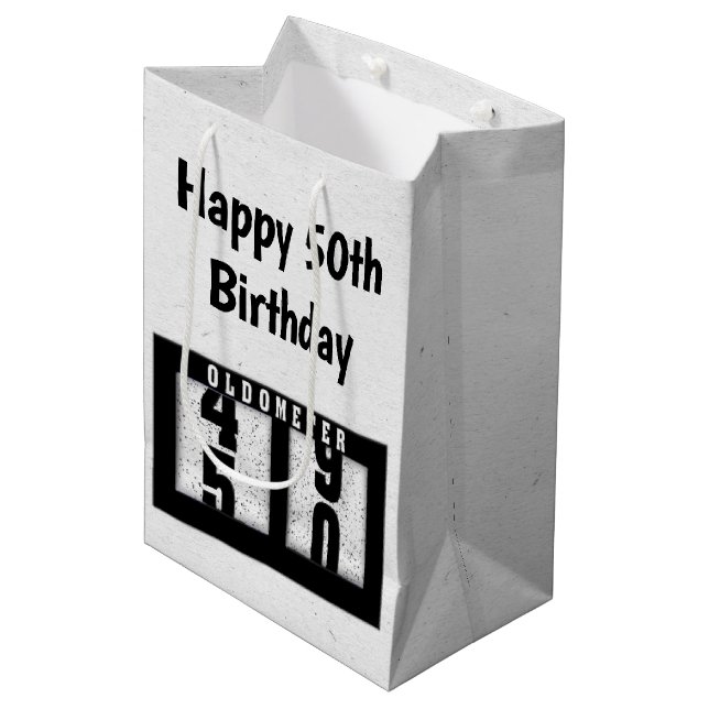 Sac Cadeau Moyen 50e anniversaire Odomètre noir (Devant Angle)