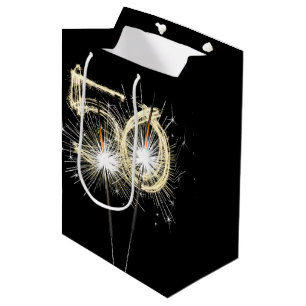 Sac Cadeau Moyen 50e anniversaire Sparklers en noir