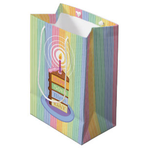 Sac Cadeau Moyen 50e tranche de gâteau au chocolat à l'arc-en-ciel