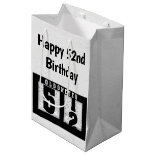 Sac Cadeau Moyen 52e anniversaire Odomètre noir