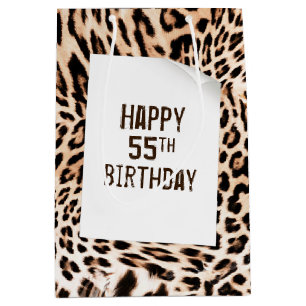 Sac Cadeau Moyen 55e Anniversaire Léopard Fourrure Imprimer Sac-Cad