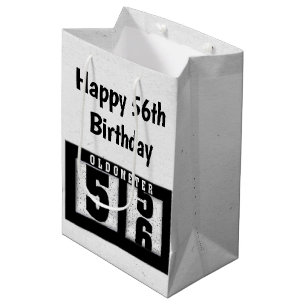 Sac Cadeau Moyen 56e anniversaire Odomètre noir