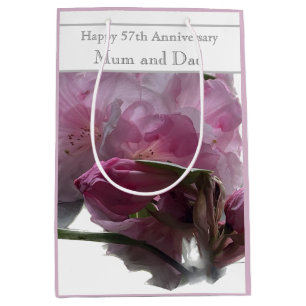 Sac Cadeau Moyen 57e anniversaire du Mariage Rhododendron rose