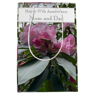 Sac Cadeau Moyen 57e anniversaire du Mariage Rhododendron rose
