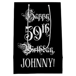 Sac Cadeau Moyen 59e anniversaire : Fancy, Elegant Script + Nom per