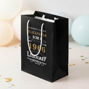 Sac Cadeau Moyen 60e anniversaire 1966 Ajouter un nom Légende Noir