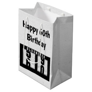 Sac Cadeau Moyen 60e anniversaire Odomètre noir