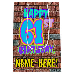 Sac Cadeau Moyen 61e anniversaire : Amusant, Graffiti urbain inspir