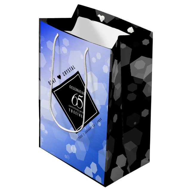 Sac Cadeau Moyen 65e anniversaire de l'élégant Mariage Blue Sapphir (Devant Angle)