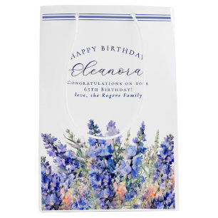 Sac Cadeau Moyen 65e anniversaire Juillet Mois de naissance Fleur B