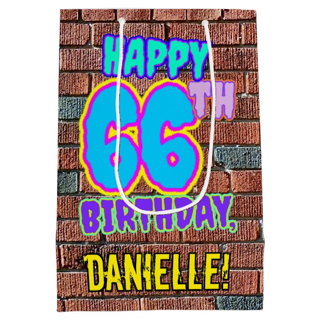 Sac Cadeau Moyen 66e anniversaire : Amusant, Graffiti urbain inspir (Dos)