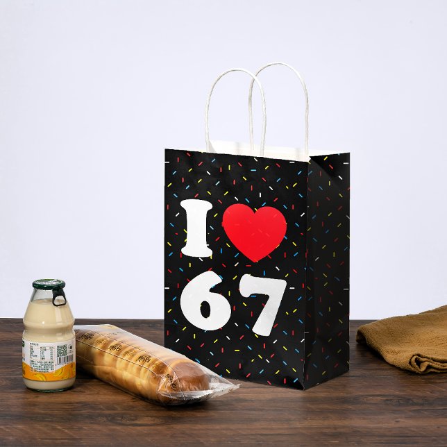 Sac Cadeau Moyen 67 Mème drôle J'aime six sept 67ème anniversaire (Créateur téléchargé)