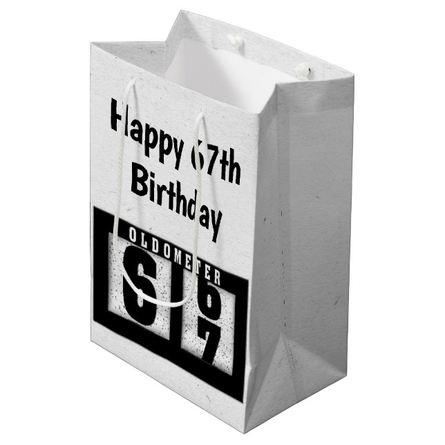 Sac Cadeau Moyen 67e anniversaire Odomètre noir (Devant Angle)