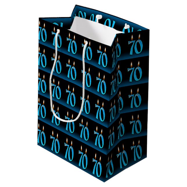 Sac Cadeau Moyen 70e anniversaire avec des bougies (Dos Angle)