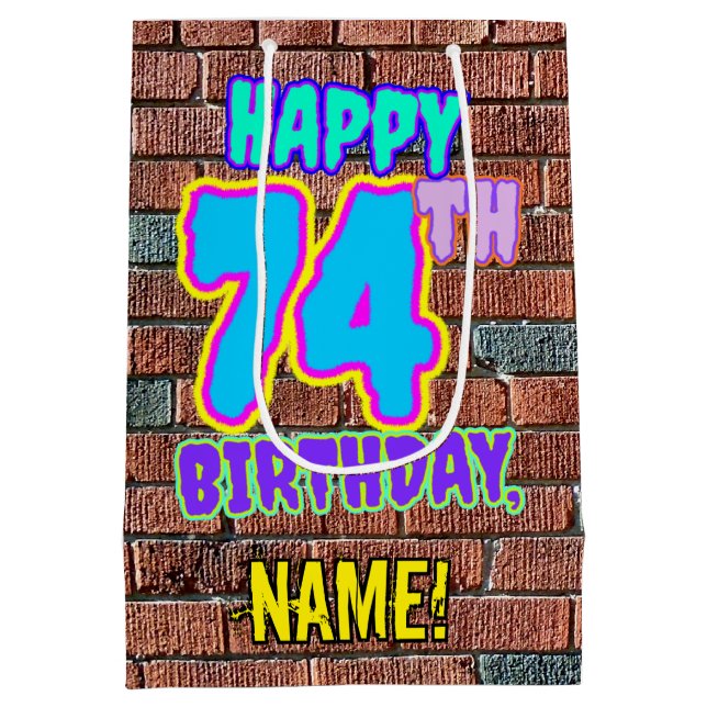 Sac Cadeau Moyen 74e anniversaire : Amusant, Graffiti urbain inspir (Dos)