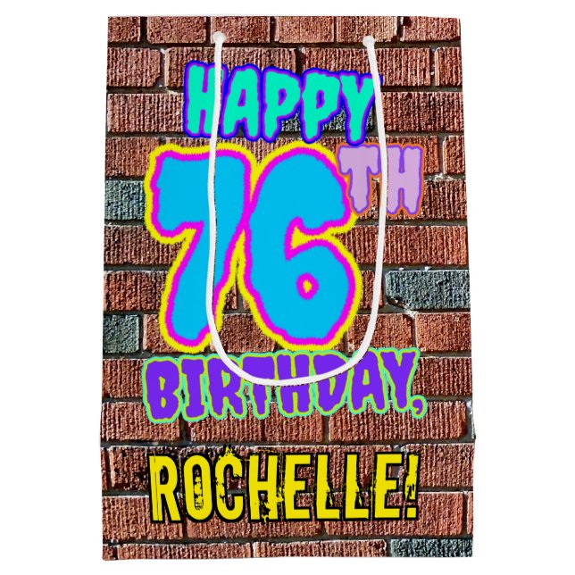 Sac Cadeau Moyen 76e anniversaire : Amusant, Graffiti urbain inspir (Dos)