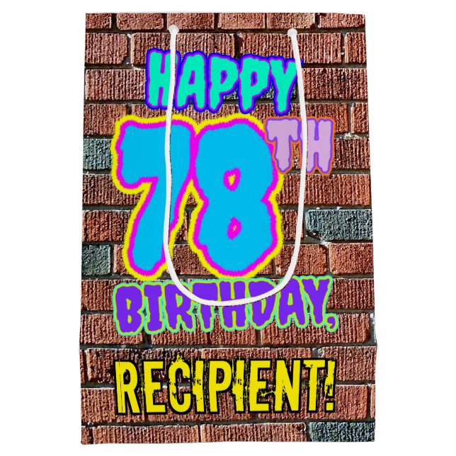 Sac Cadeau Moyen 78e anniversaire : Amusant, Graffiti urbain inspir (Dos)
