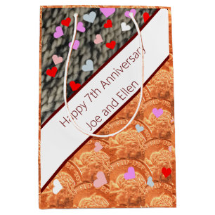 Sac Cadeau Moyen 7e anniversaire, laine et cuivre