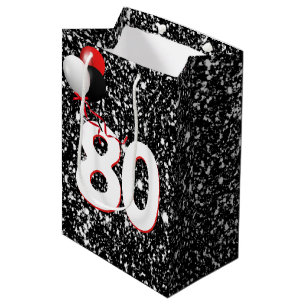 Sac Cadeau Moyen 80e anniversaire Ballons sur Parties scintillant n