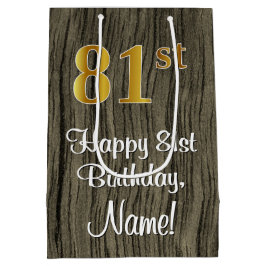 Sac Cadeau Moyen 81e anniversaire : Elégant Faux Gold Look #, Faux 