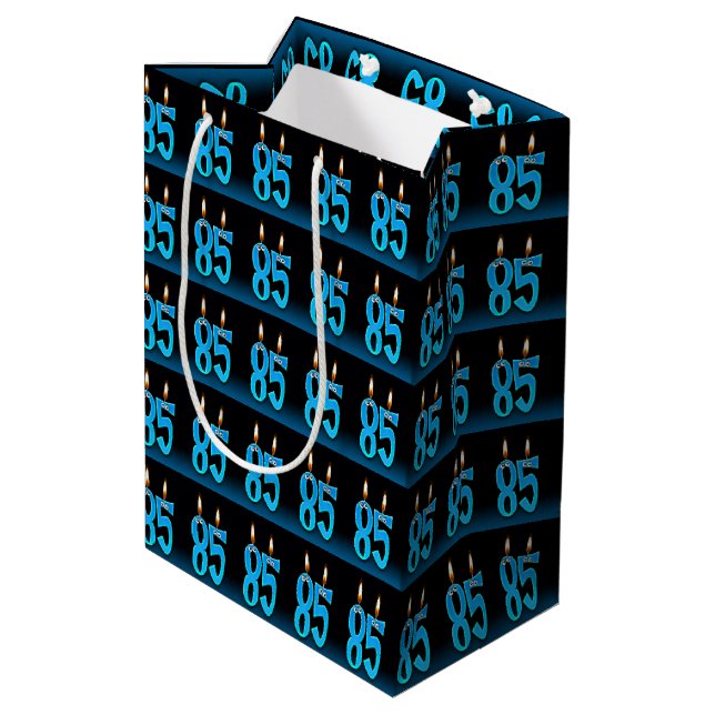 Sac Cadeau Moyen 85e anniversaire avec des bougies (Dos Angle)