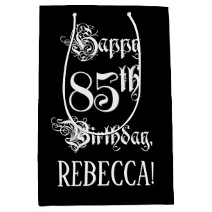 Sac Cadeau Moyen 85e anniversaire : Script élégant et élégant +