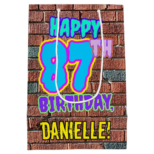 Sac Cadeau Moyen 87e anniversaire : Amusant, Graffiti urbain inspir (Dos)