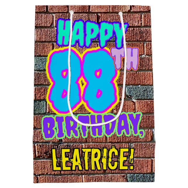 Sac Cadeau Moyen 88e anniversaire : Amusant, Graffiti urbain inspir (Dos)