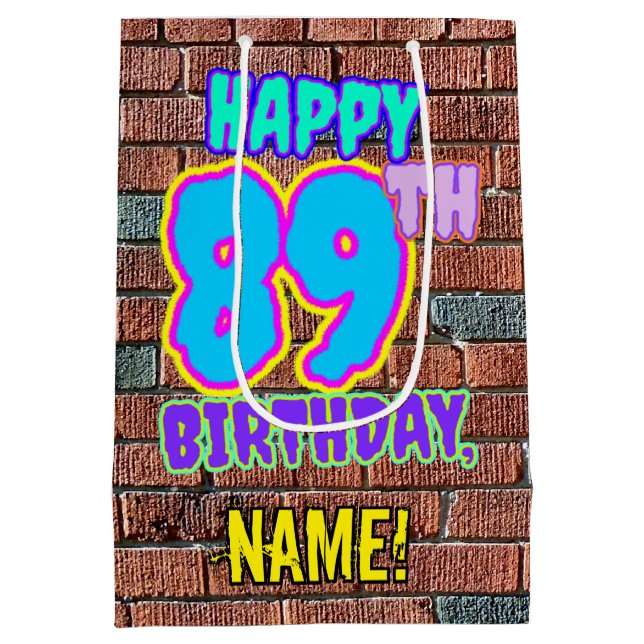 Sac Cadeau Moyen 89e anniversaire : Amusant, Graffiti urbain inspir (Dos)
