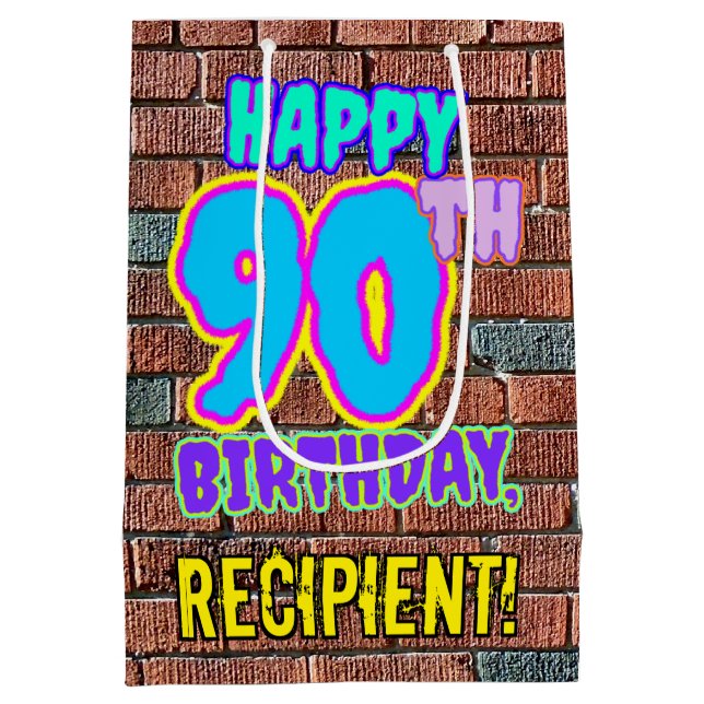 Sac Cadeau Moyen 90e anniversaire : Amusant, Graffiti urbain inspir (Dos)