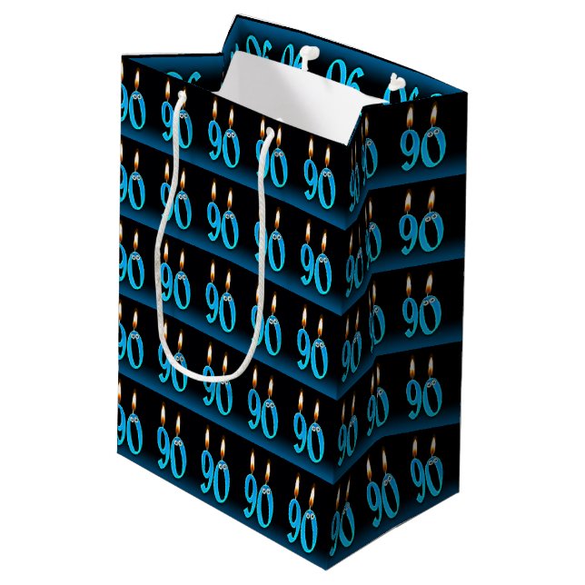 Sac Cadeau Moyen 90e anniversaire avec des bougies (Dos Angle)