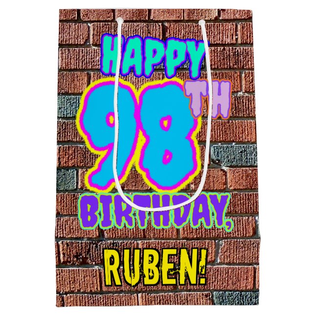 Sac Cadeau Moyen 98e anniversaire : Amusant, Graffiti urbain inspir (Dos)