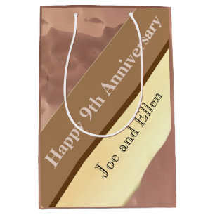 Sac Cadeau Moyen 9e anniversaire Mariage, saule et cuivre