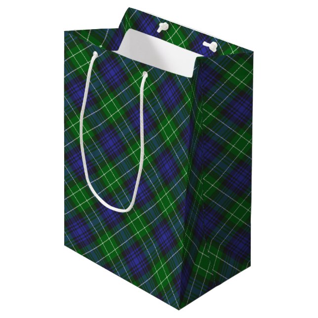 Sac Cadeau Moyen Abercrombie Blue Green Tartan (Devant Angle)