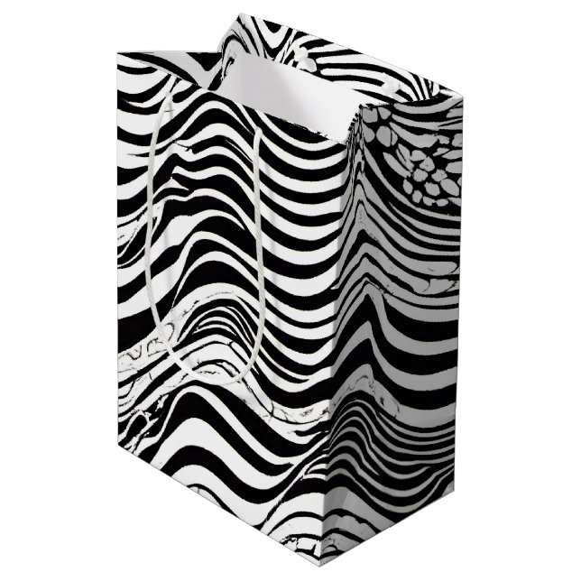 Sac Cadeau Moyen Abstrait blanc et noir (Dos Angle)