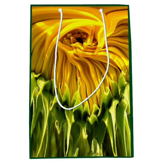Sac Cadeau Moyen Abstrait tournesol rétro funky, géométrie effrayée (Devant)