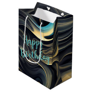 Sac Cadeau Moyen Abstraite de fumée noire et or