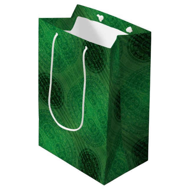 Sac Cadeau Moyen Acceptation | Médaillons de méditation verte (Devant Angle)