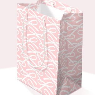 Sac Cadeau Moyen Adorable Bow rose Motif blanc moyen Cadeau