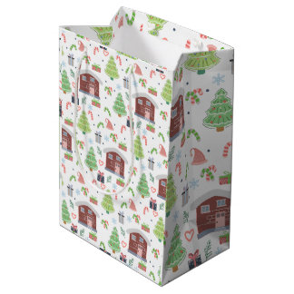 Sac Cadeau Moyen Adorable Festive Christmas Pattern