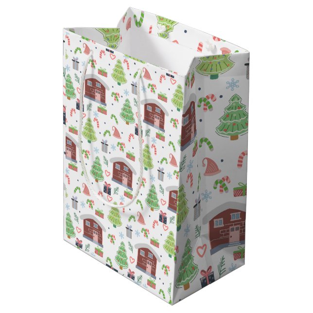 Sac Cadeau Moyen Adorable Festive Christmas Pattern (Dos Angle)